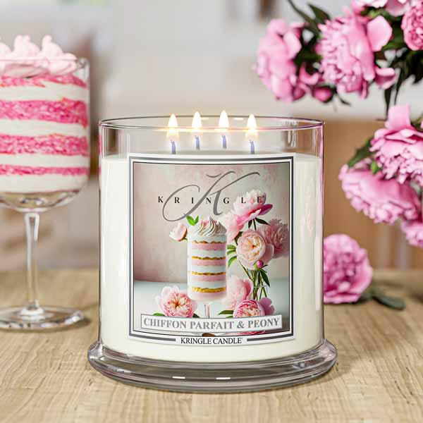 Chiffon Parfait Peony XL jar 4-wick NEW! | Soy Candle - Kringle Candle Israel